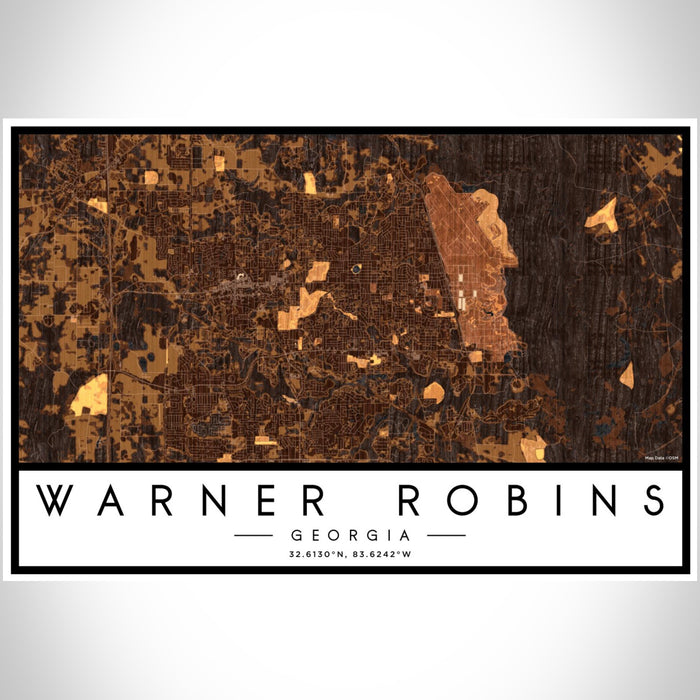Warner Robins Georgia Map Print Landscape Orientation in Ember Style With Shaded Background