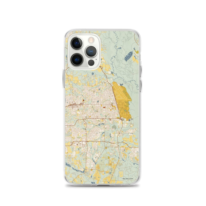 Custom Warner Robins Georgia Map iPhone 12 Pro Phone Case in Woodblock