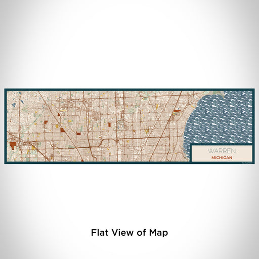 Flat View of Map Custom Warren Michigan Map Enamel Mug in Woodblock