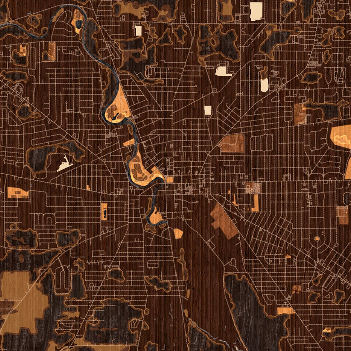 Warren Ohio Map Print in Ember Style Zoomed In Close Up Showing Details