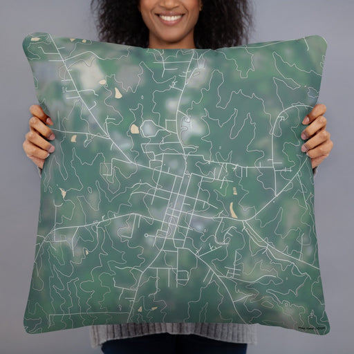 Person holding 22x22 Custom Warrenton North Carolina Map Throw Pillow in Afternoon