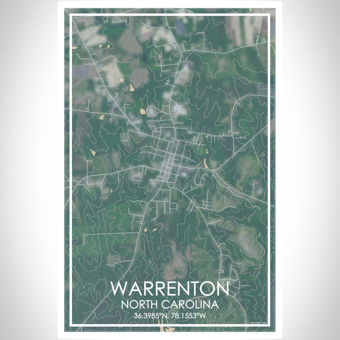 Warrenton North Carolina Map Print Portrait Orientation in Afternoon Style With Shaded Background