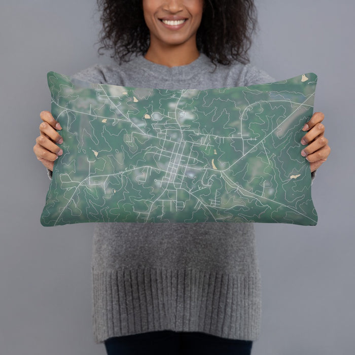 Person holding 20x12 Custom Warrenton North Carolina Map Throw Pillow in Afternoon