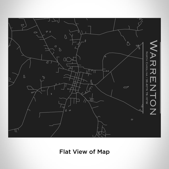 Rendered View of Warrenton North Carolina Map Engraving on 20oz Stainless Steel Insulated Bottle with Bamboo Top in Black