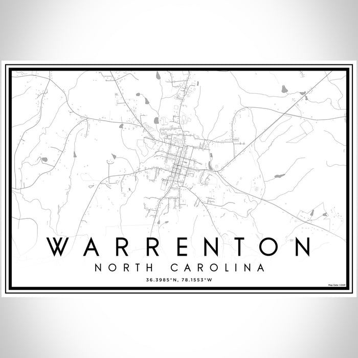 Warrenton North Carolina Map Print Landscape Orientation in Classic Style With Shaded Background