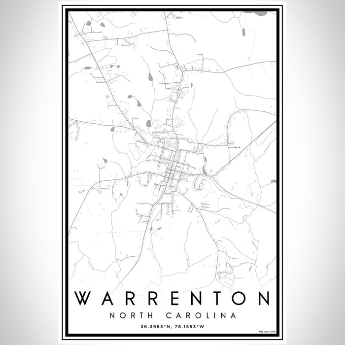Warrenton North Carolina Map Print Portrait Orientation in Classic Style With Shaded Background