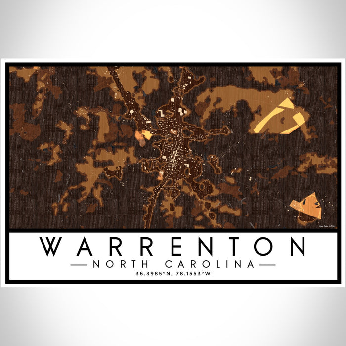 Warrenton North Carolina Map Print Landscape Orientation in Ember Style With Shaded Background