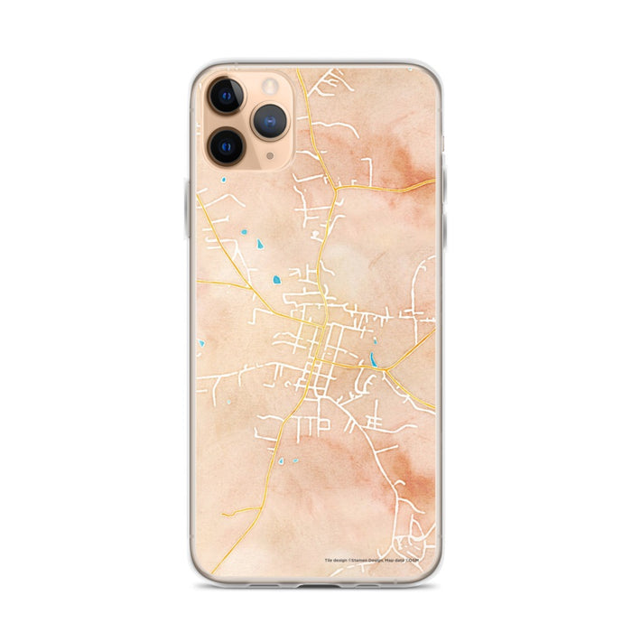 Custom iPhone 11 Pro Max Warrenton North Carolina Map Phone Case in Watercolor