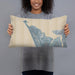 Person holding 20x12 Custom Warrenton Oregon Map Throw Pillow in Afternoon