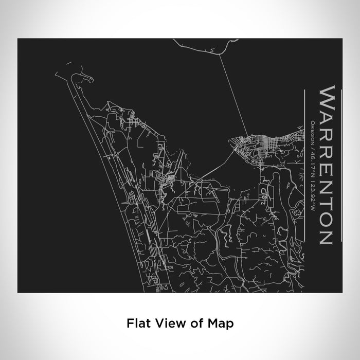 Rendered View of Warrenton Oregon Map Engraving on 20oz Stainless Steel Insulated Bottle with Bamboo Top in Black