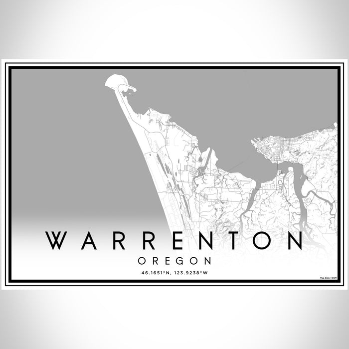 Warrenton Oregon Map Print Landscape Orientation in Classic Style With Shaded Background