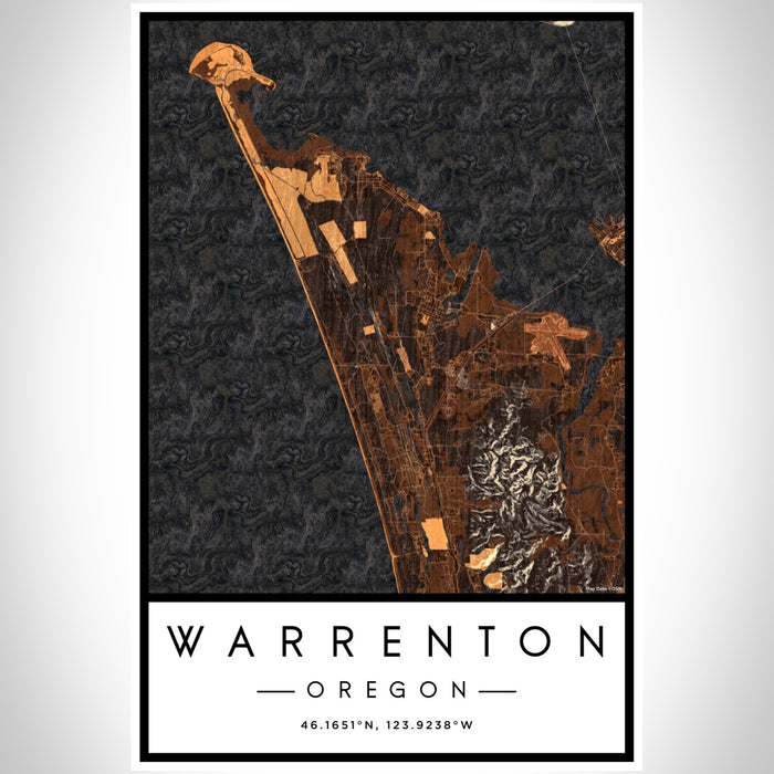 Warrenton Oregon Map Print Portrait Orientation in Ember Style With Shaded Background