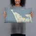 Person holding 20x12 Custom Warrenton Oregon Map Throw Pillow in Woodblock