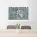 24x36 Warsaw Indiana Map Print Lanscape Orientation in Afternoon Style Behind 2 Chairs Table and Potted Plant