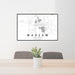 24x36 Warsaw Indiana Map Print Lanscape Orientation in Classic Style Behind 2 Chairs Table and Potted Plant