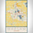 Warsaw Indiana Map Print Portrait Orientation in Woodblock Style With Shaded Background