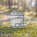 Right View Custom Warsaw Missouri Map Enamel Mug in Classic on Grass With Trees in Background