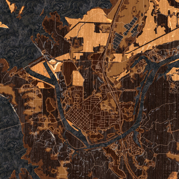 Warsaw Missouri Map Print in Ember Style Zoomed In Close Up Showing Details