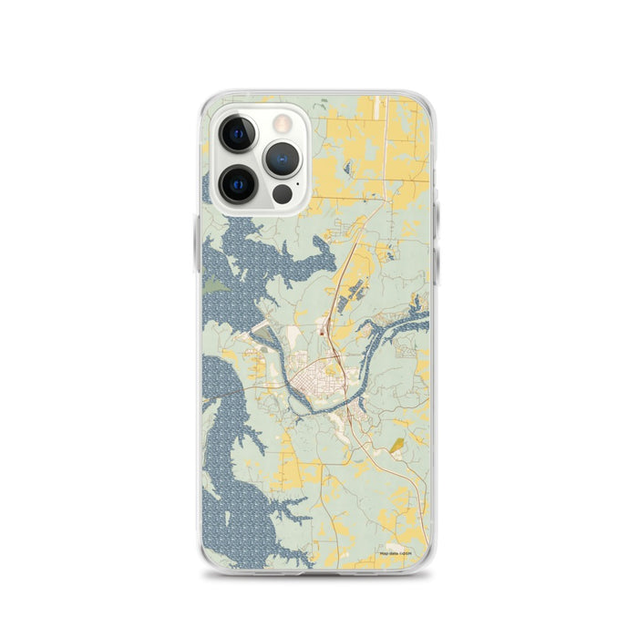 Custom iPhone 12 Pro Warsaw Missouri Map Phone Case in Woodblock