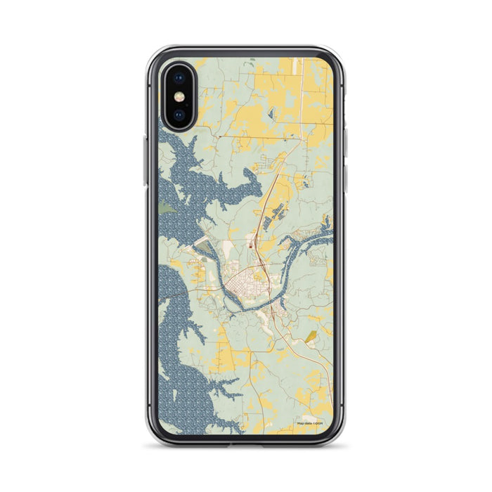 Custom iPhone X/XS Warsaw Missouri Map Phone Case in Woodblock