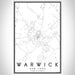 Warwick New York Map Print Portrait Orientation in Classic Style With Shaded Background