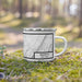 Right View Custom Warwick New York Map Enamel Mug in Classic on Grass With Trees in Background