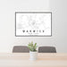 24x36 Warwick New York Map Print Landscape Orientation in Classic Style Behind 2 Chairs Table and Potted Plant