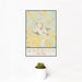12x18 Warwick New York Map Print Portrait Orientation in Woodblock Style With Small Cactus Plant in White Planter