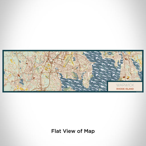 Flat View of Map Custom Warwick Rhode Island Map Enamel Mug in Woodblock