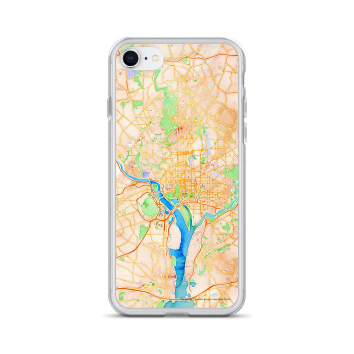 Custom Washington D.C. Map iPhone SE Phone Case in Watercolor