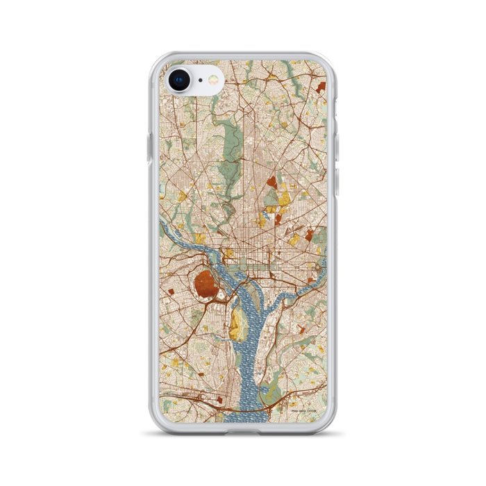 Custom Washington D.C. Map iPhone SE Phone Case in Woodblock