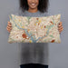 Person holding 20x12 Custom Washington D.C Map Throw Pillow in Woodblock