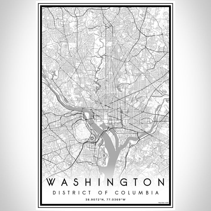 Washington District of Columbia Map Print Portrait Orientation in Classic Style With Shaded Background