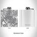 Rendered View of Washington District of Columbia Map Engraving on 6oz Stainless Steel Flask in White