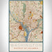 Washington District of Columbia Map Print Portrait Orientation in Woodblock Style With Shaded Background