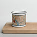 Front View Custom Washington District of Columbia Map Enamel Mug in Woodblock on Cutting Board