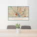 24x36 Washington District of Columbia Map Print Landscape Orientation in Woodblock Style Behind 2 Chairs Table and Potted Plant