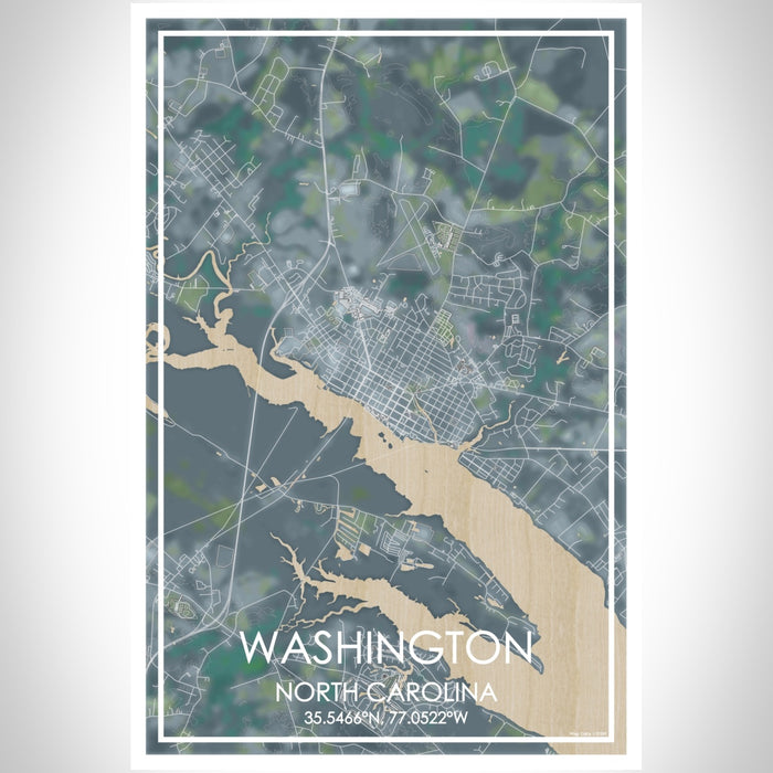 Washington North Carolina Map Print Portrait Orientation in Afternoon Style With Shaded Background