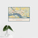 16x24 Washougal Washington Map Print Landscape Orientation in Woodblock Style With Tropical Plant Leaves in Water