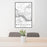 24x36 Washougal Washington Map Print Portrait Orientation in Classic Style Behind 2 Chairs Table and Potted Plant