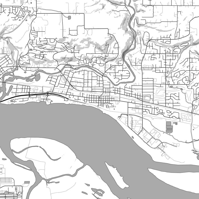 Washougal Washington Map Print in Classic Style Zoomed In Close Up Showing Details
