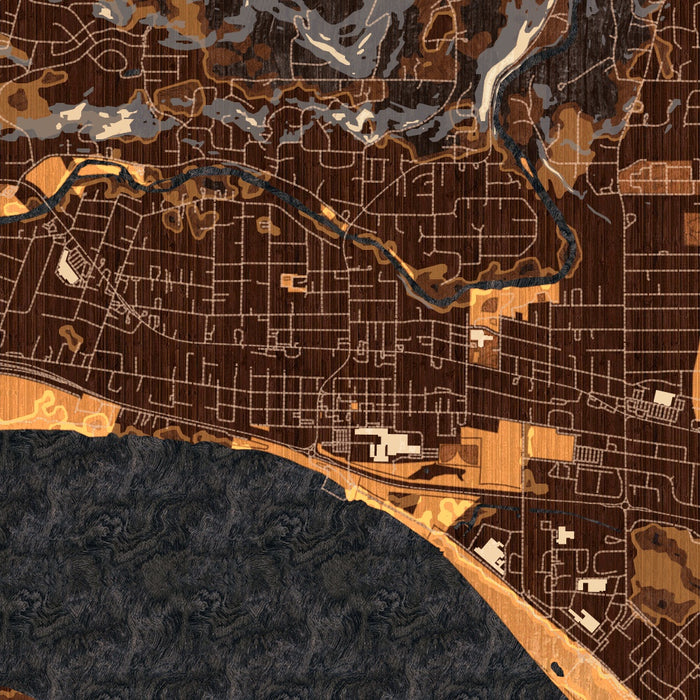 Washougal Washington Map Print in Ember Style Zoomed In Close Up Showing Details