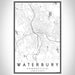 Waterbury Connecticut Map Print Portrait Orientation in Classic Style With Shaded Background