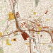 Waterbury Connecticut Map Print in Woodblock Style Zoomed In Close Up Showing Details