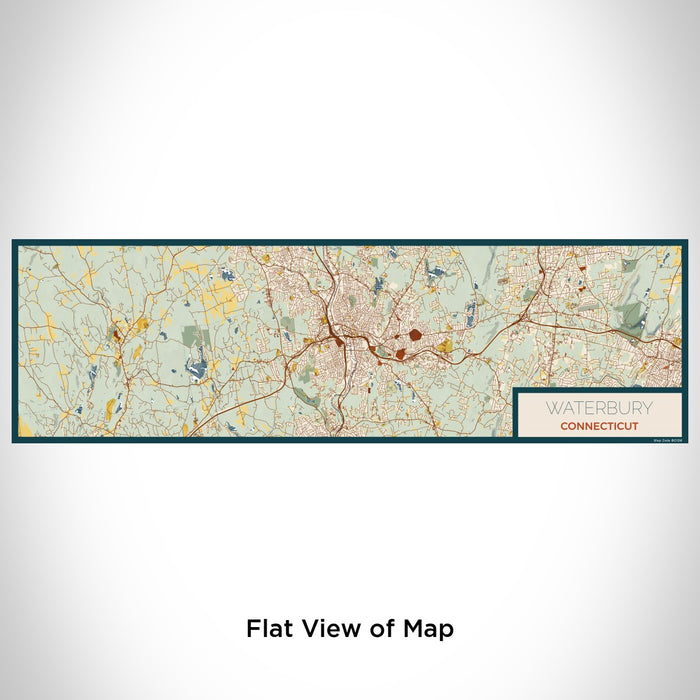 Flat View of Map Custom Waterbury Connecticut Map Enamel Mug in Woodblock