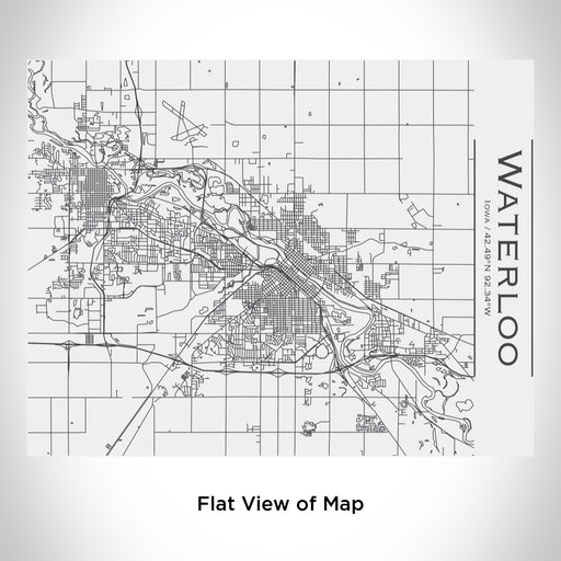 Rendered View of Waterloo Iowa Map Engraving on 20oz Stainless Steel Insulated Bottle with Bamboo Top in White