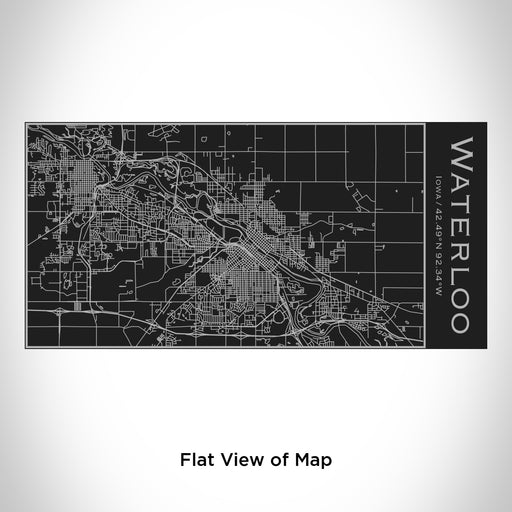 Rendered View of Waterloo Iowa Map Engraving on 17oz Stainless Steel Insulated Cola Bottle in Black