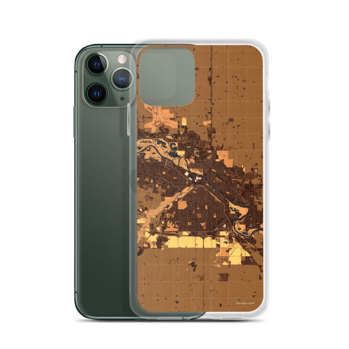 Custom Waterloo Iowa Map Phone Case in Ember on Table with Laptop and Plant