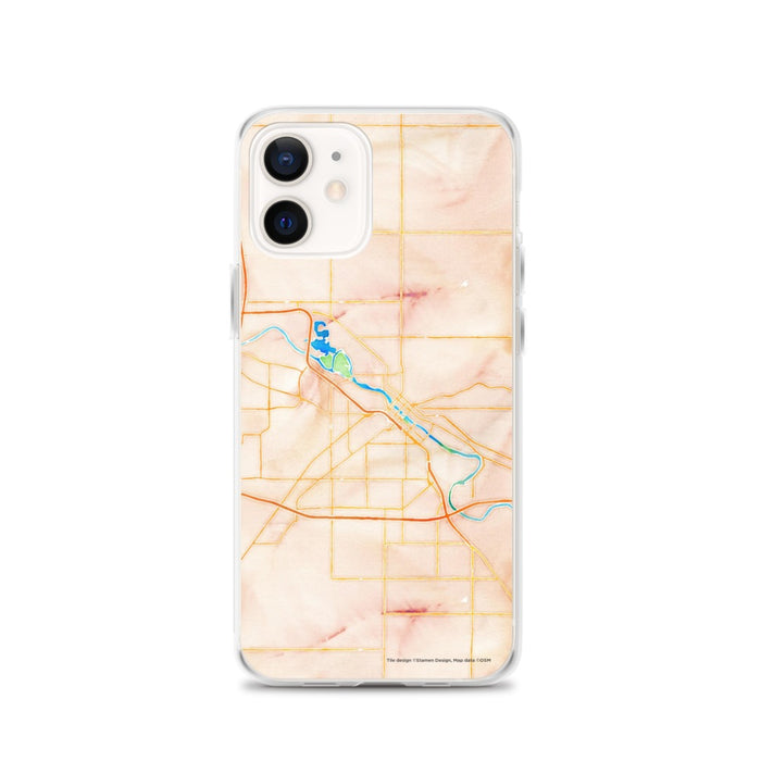 Custom Waterloo Iowa Map iPhone 12 Phone Case in Watercolor