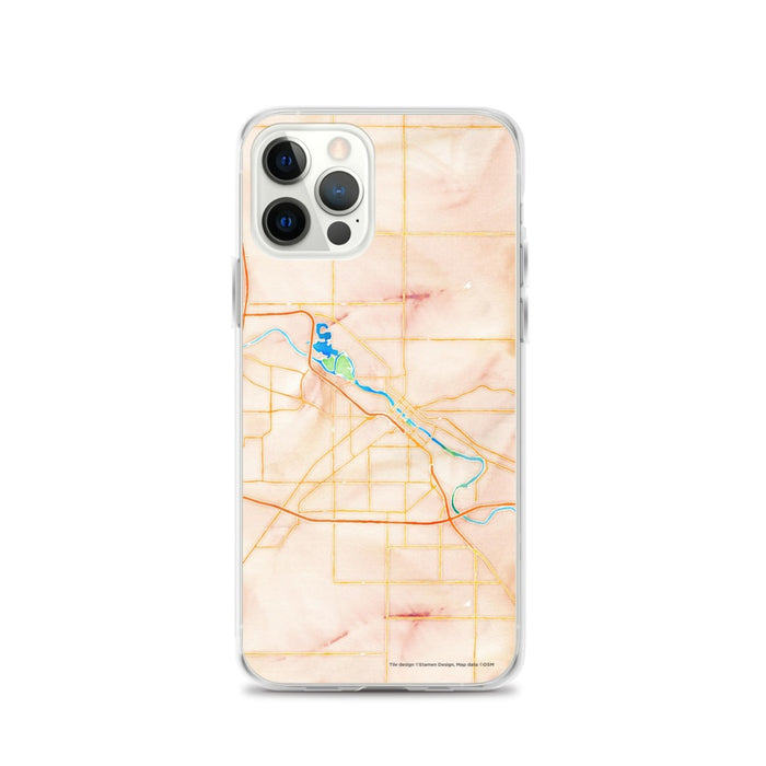 Custom Waterloo Iowa Map iPhone 12 Pro Phone Case in Watercolor
